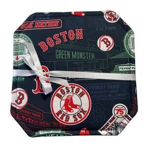 Handmade Boston Red Sox Hot Mats Trivet Set of 4 8" x 8" Baseball MLB Gift